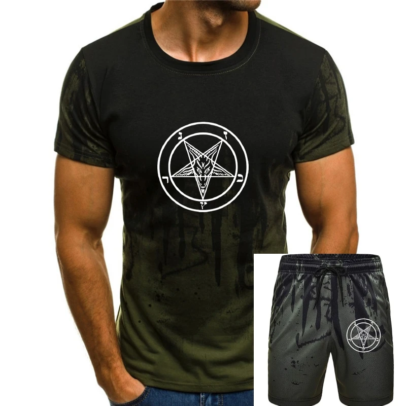 

Men t shirt Fashion Pentagram Pagan Crowley Satanic Goth Witch Wicca t-shirt novelty tshirt women