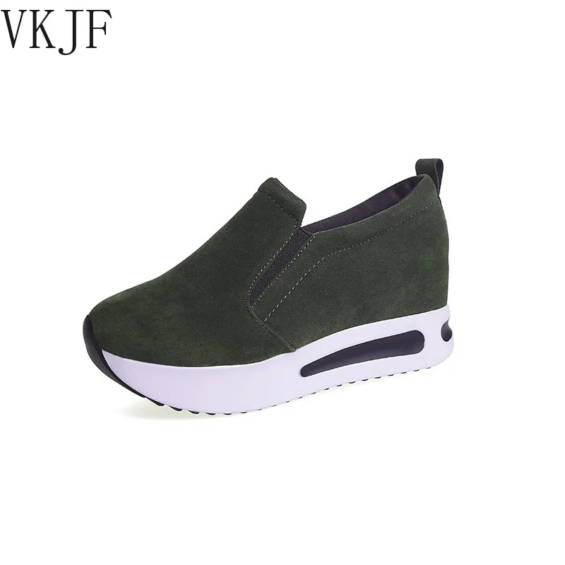 

Кроссовки женские на платформе, повседневная обувь на толстой плоской подошве, без застежки, увеличивающие рост, весна-осень