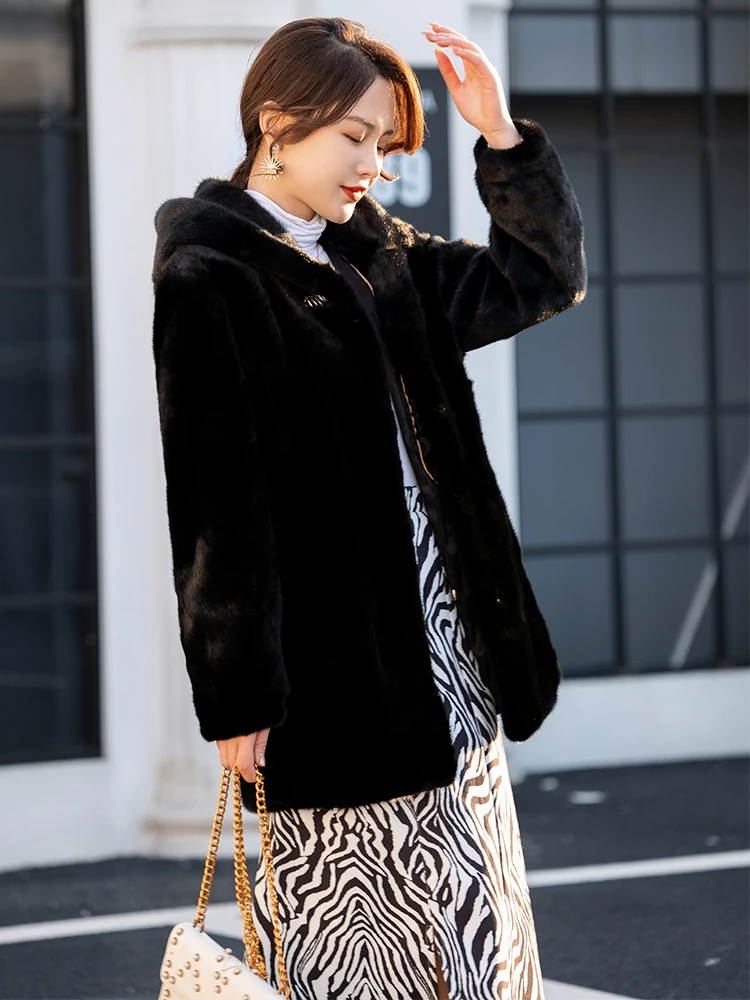 Women real mink coats female mink fur coat genuine long fur coat ladies winter clothes oversize 6xl 5xl 7xl Imitation fur coats