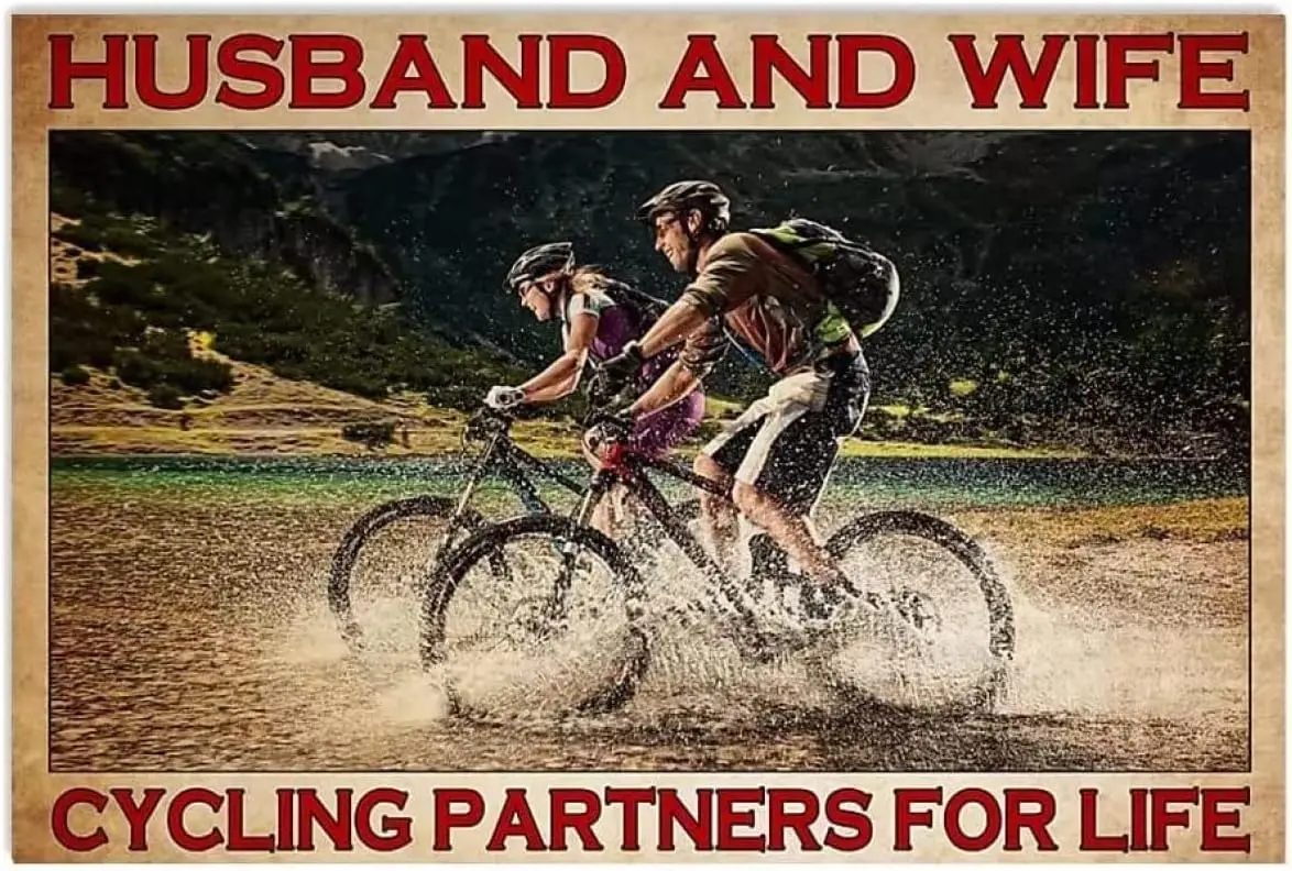 Husbnd nd Wfe Cycling Pners для Lfe Retro Metl Sgns Vntge lumnum Tn Sgn Ktchen Home Coffee Wll Decor 812 nch