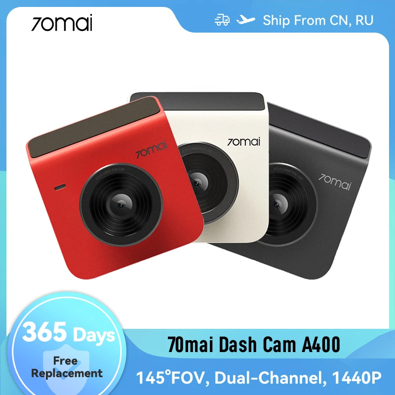 

70mai Dash Cam A400 1440P Resolution 145° FOV Car DVR Dual Channel Front and Back Sight Cam APP Control Multi DVR Car Recorder