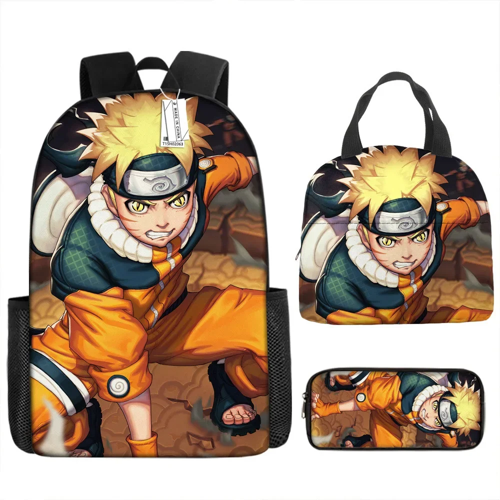

Школьная сумка Naruto Какаси Наруто Uchiha Itachi из полиэстера, износостойкая Студенческая мультяшная сумка для обеда, рюкзак, набор из трех предметов