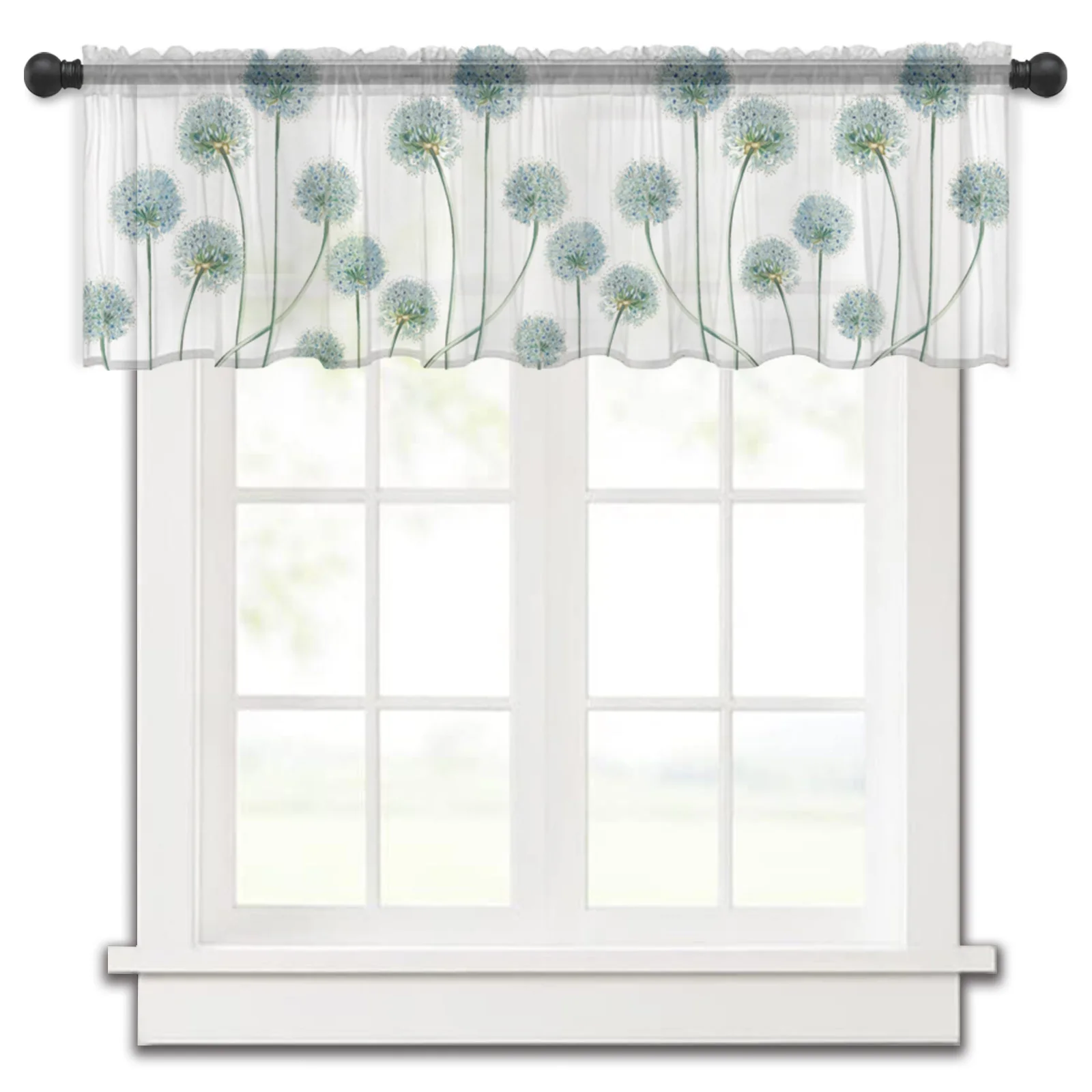 

Dandelion Retro Flower Plant Kitchen Small Window Curtain Tulle Sheer Short Curtain Bedroom Living Room Home Decor Voile Drapes