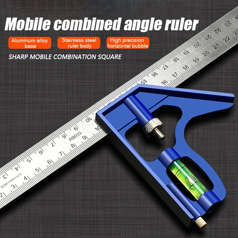 

15/20/25cm Adjustable Combination Right Angle Ruler 45 / 90 Degree with Bubble Level Gauge Measuring Tools levelling instrument