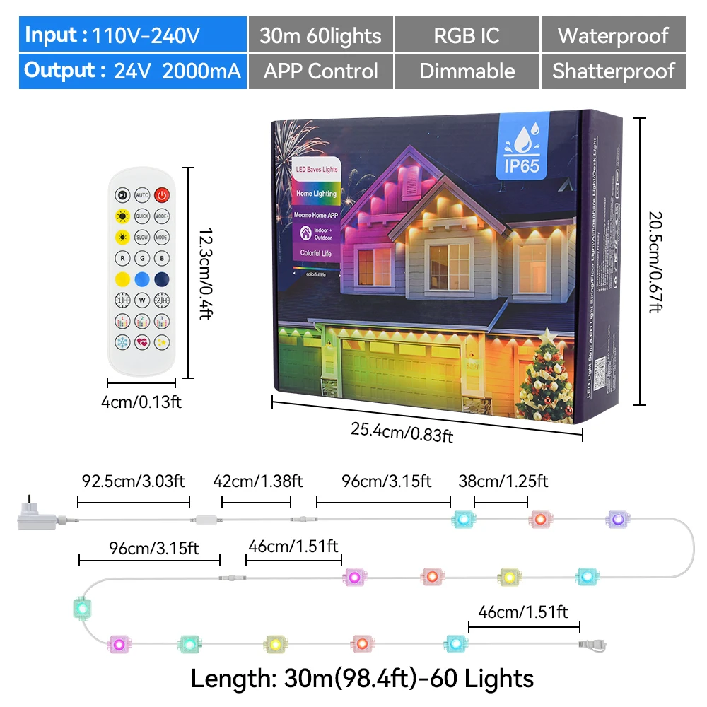 

RGB светодиодная гирлянда Bluetooth для улицы 100 футов