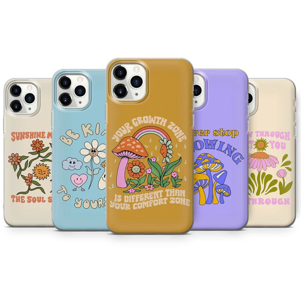 Чехол для телефона Hot Sell Shrooms Hippie Flower для Iphone 13 12 Mini 11 Pro Max 6 7 8 Plus X Xs XR SE 2020 Clear Cover.