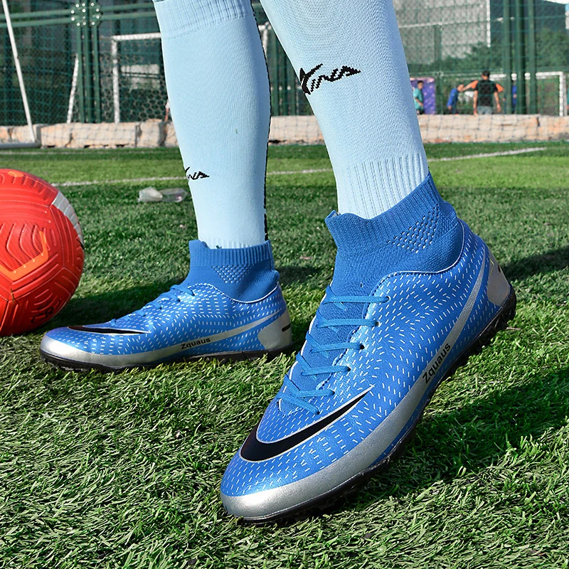 New Football Boots Men Unisex High Ankle Soccer Shoes Non-Slip Grass Soccer Cleats Men Football Sneakers Futsal Training Shoes