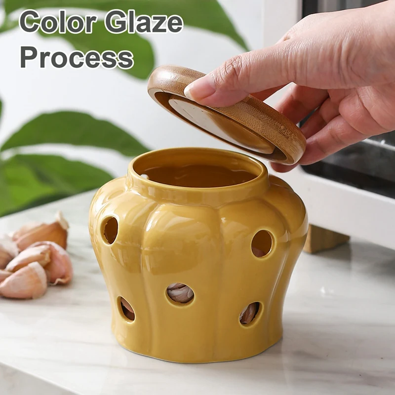 Керамическая банка для хранения чеснока с крышкой полые ажурные банки имбиря