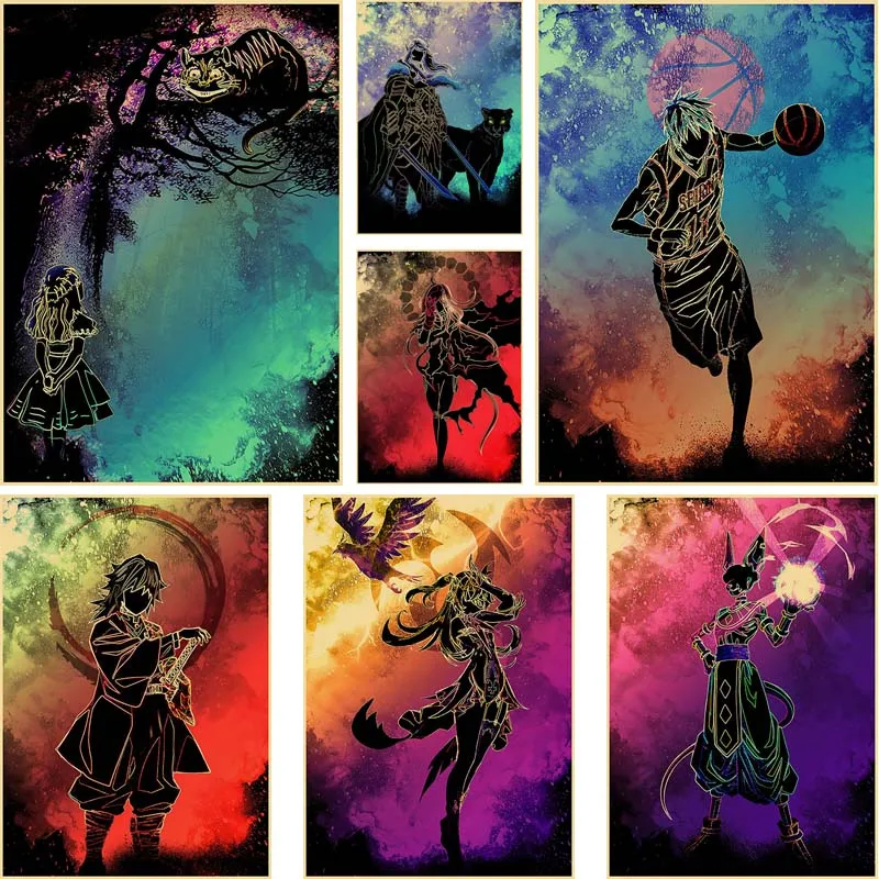 

Japanese Anime Figure Poster Vintage Kraft Paper Art Print Wall Stickers Decoration Paintings Bar Cafe Home Living Room Decor