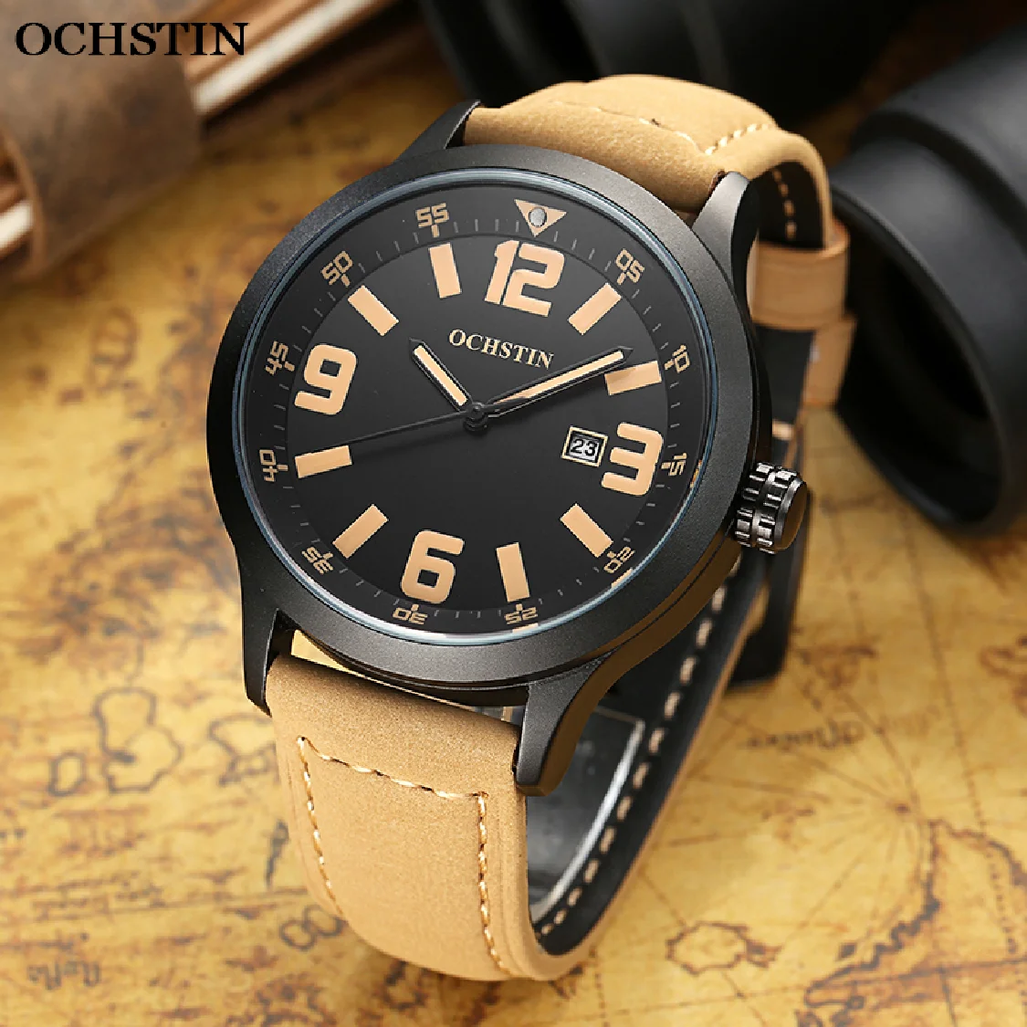 

Часы мужские Кварцевые водонепроницаемые, с кожаным ремешком