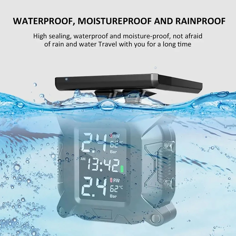 Монитор давления в шинах на солнечной энергии TPMS для мотоцикла система контроля