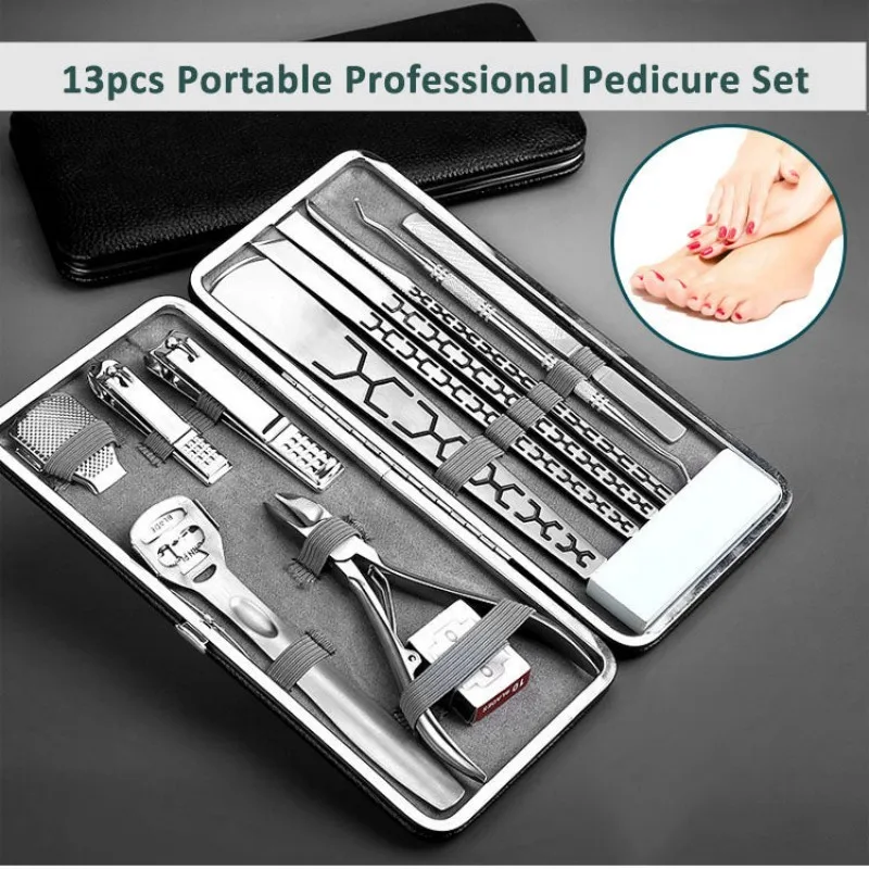 

13 шт., портативный профессиональный педикюрный набор из нержавеющей стали
