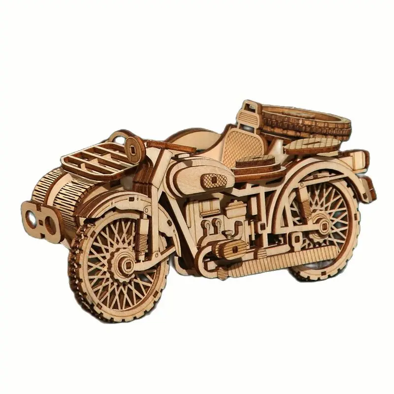 

DIY 3D Деревянный пазл Монтессори три колеса для мотоцикла ручная сборка фотография подарок для детей