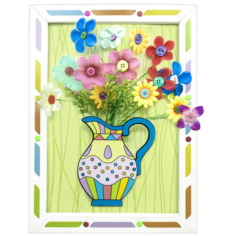 

Kindergarten Handmade DIY Button Bouquet Children's Creative Educational Toys Buttons Painting High Quality DIY Material Package