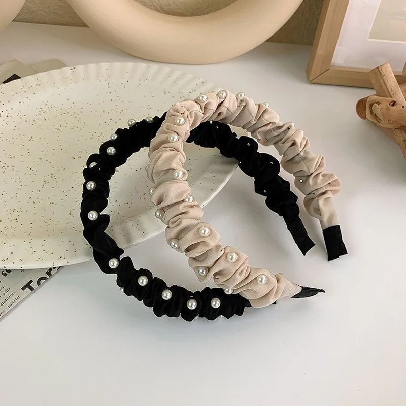 

VSnow Temperament Simulation Pearl Hair Claw for Women Simple Pleated Decorate Outdoor Wedding Hair Accessories Jewellery