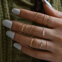 dainty knuckle index finger rings bohemian womens wave little pearl crystal ring set for female jewelry 2022 trend anillos