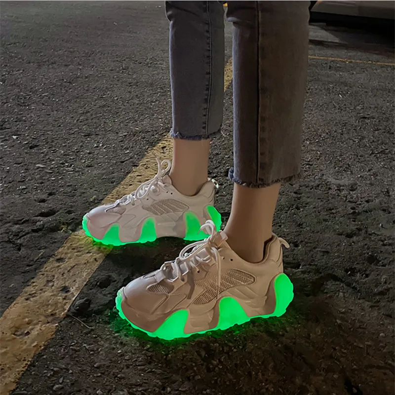 Luminous Noctilucent Women Shoes 2023 New Fashion Breathability Sandals and Sneakers That Glow At Night Cyber Star Same Style