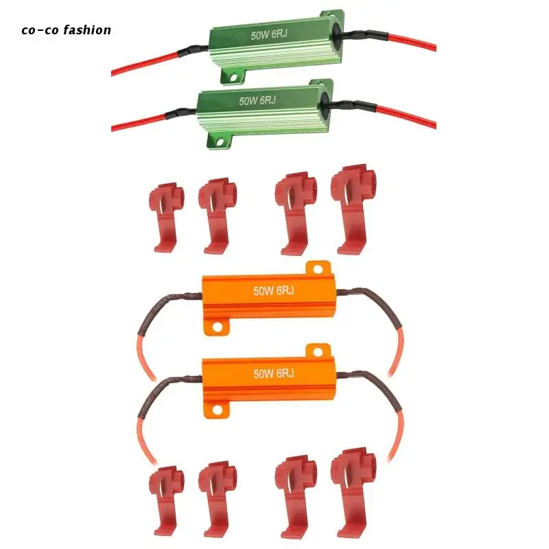 

517B 2Pcs LED Turn Signal Load Resistor 50W 6RJ 6ohm Anti Hyper Flash Error Canceler