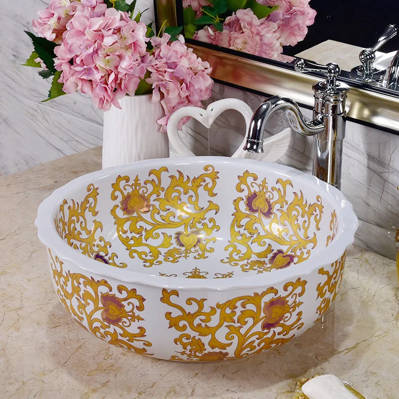 

Rectangular Europe style chinese washbasin sink Jingdezhen Art Counter Top ceramic bathroom sink bathroom porcelain wash basin