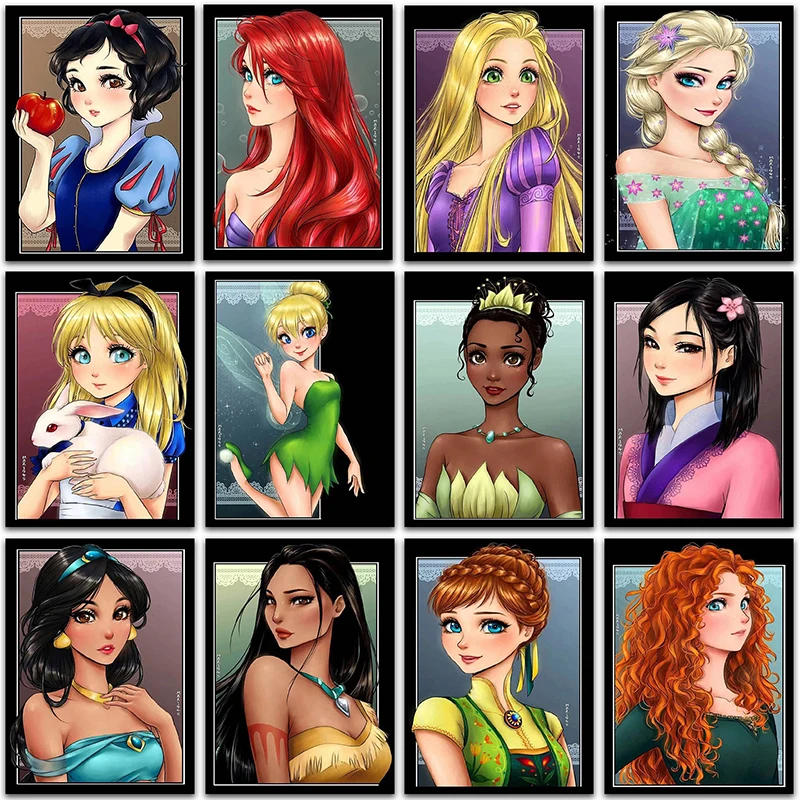 

5D Diamond Painting Disney Princess Mermaid Snow White Tinker Bell Full Square&Round mosaic embroidery Cross stitch Home Decor