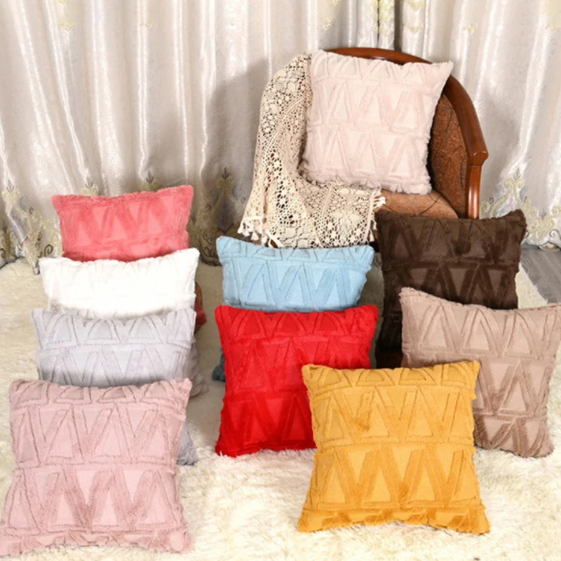 

Nordic Posh Soft Plush Fur Throw Pillow Cover 45x45cm Square Room Decorative Cushion Cover Throw For Home Goods Pillowcase