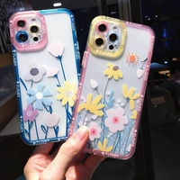 flowers daisy clear phone case for iphone xs xr 7 8 plus 13 pro max 12 mini 11 x camera protection transparent shockproof cover