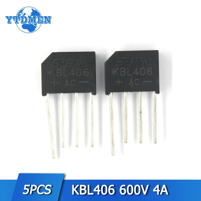 

KBL406 600V 4A Diode Bridge Rectifier Silicon Bridge Rectifiers kit Single Phase Electronic Component 5pcs/lot
