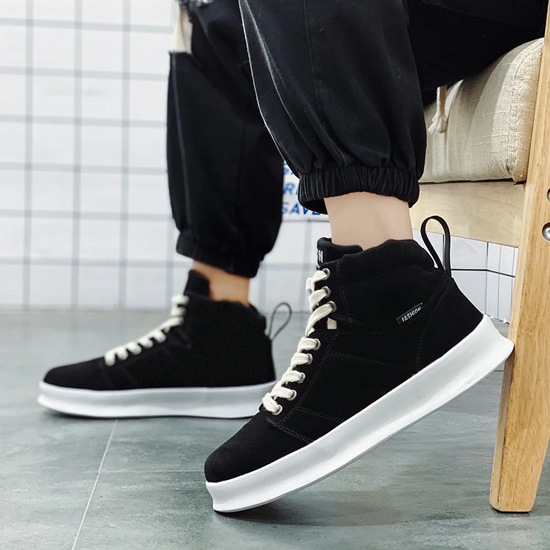 

Men's Classic High Sneakers, Comfortable Suede Designer Shoes,Men's Casual Flat Platform Sneakers, Fall and Winter