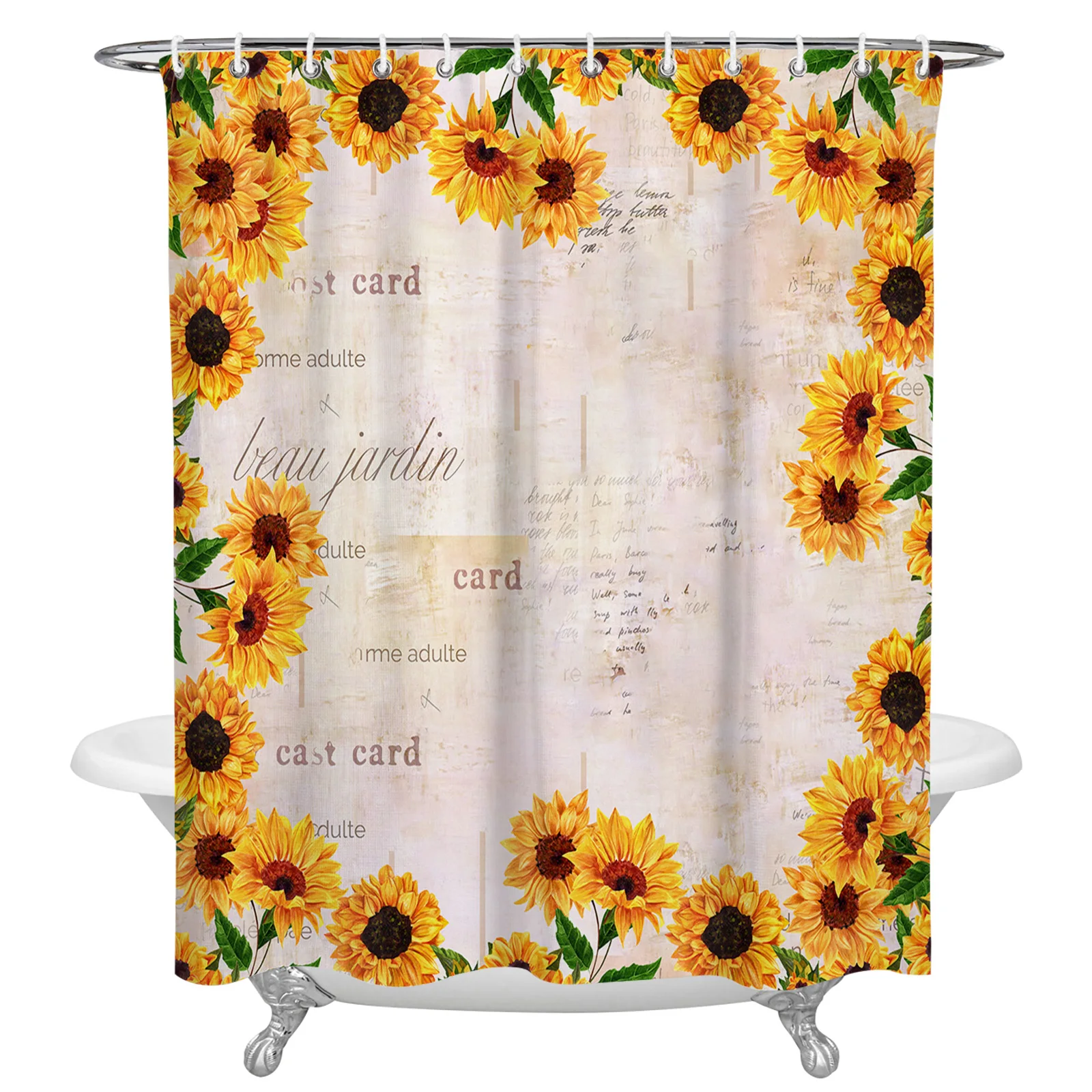 

Farm Retro Flower Sunflower Shower Curtain for Bathroom Waterproof Polyester Fabric Bath Curtain Home Bathroom Decor