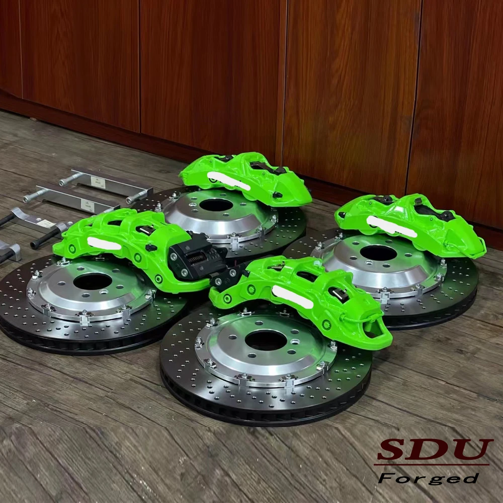 

Racing green 6 pot brake caliper 350*32 380*34 380*28 405x34 4 pot brake caliper brakes for car with electrical parking 1 piston