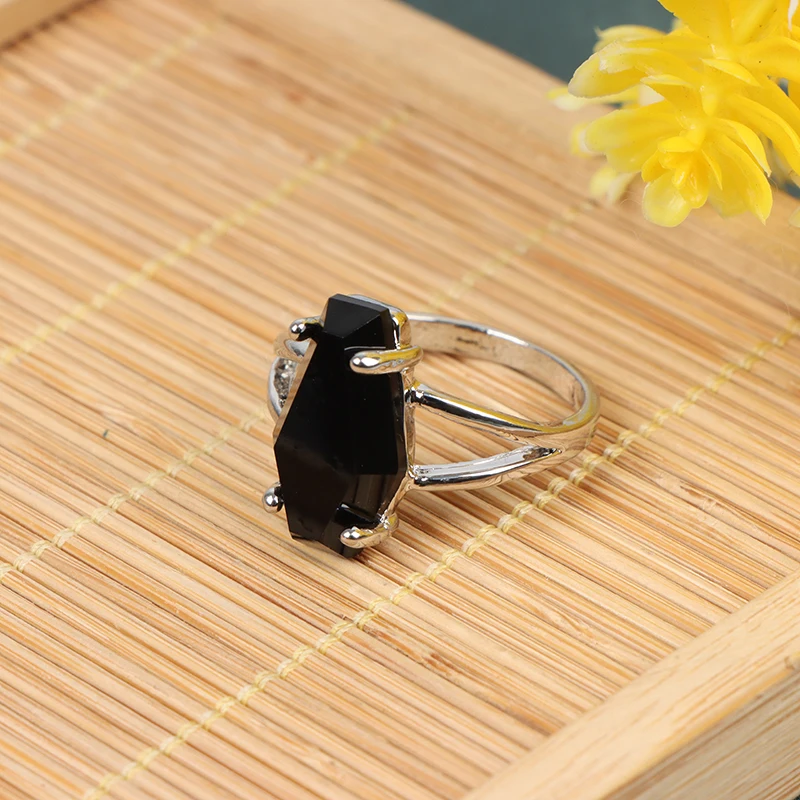 1 шт. винтажные панковские готические черные кольца с имитацией циркония для