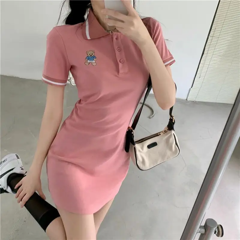 

Fashion Mini Women's Shirt Dress Short Tunics for Women Sexy Summer Dresses Trend 2022 Elegant Cotton Black Pink White Casual