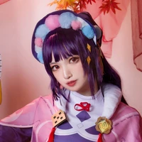game genshin impact cosplay wig yun jin cosplay wig black and purple long hair braids synthetic hair