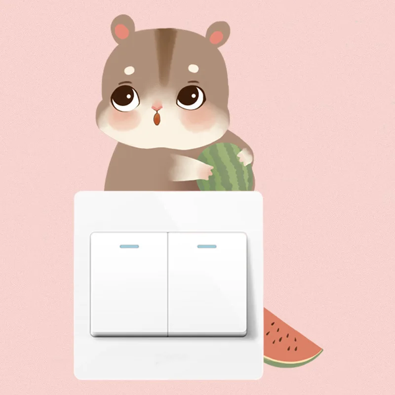

Funny Hamster Switch Stickers for Kids Bedroom Room Home Decoration Diy Cartoon Animal Wall Decals Decoration Chambre Aesthetic