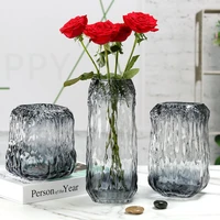 european style vertical striped cold grain glass vase hydroponic flower arrangement vase rich bamboo lily flower glass container