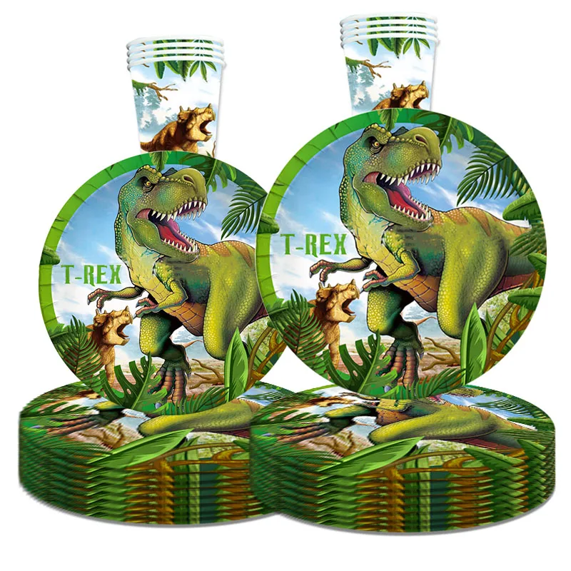 

Dinosaur Tyrannosaurus Rex Dinosaur Theme Birthday Party Tableware Set Paper Plate Napkin Table Cloth Banner Decoration