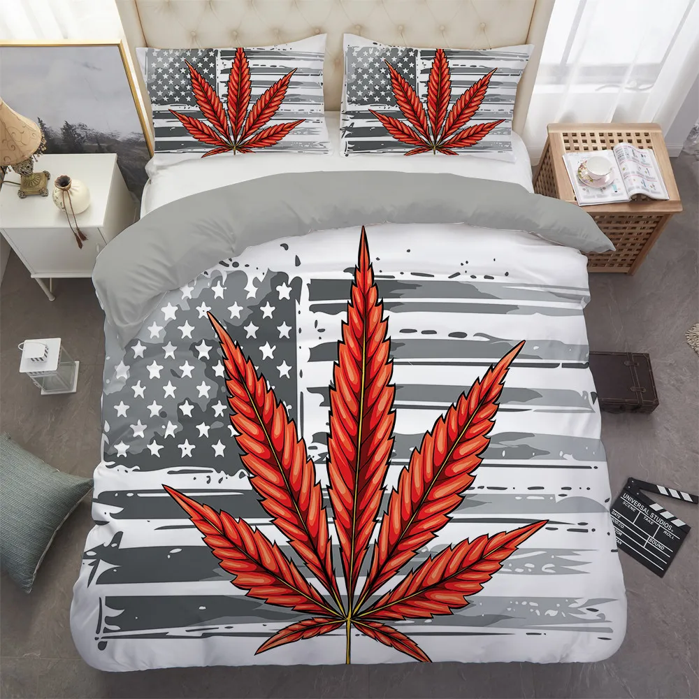 

Colourful Maple Leaf Bedding Set Polyester Duvet Cover Home Textile Single/Twin/Double/Full/Queen/UK King/AU King/US King Size