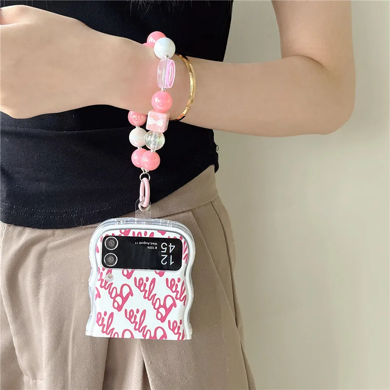 Мультяшный B-Barbies чехол для телефона с ремешком Samsung Galaxy Z Flip 3 4 5 5G PC жесткий