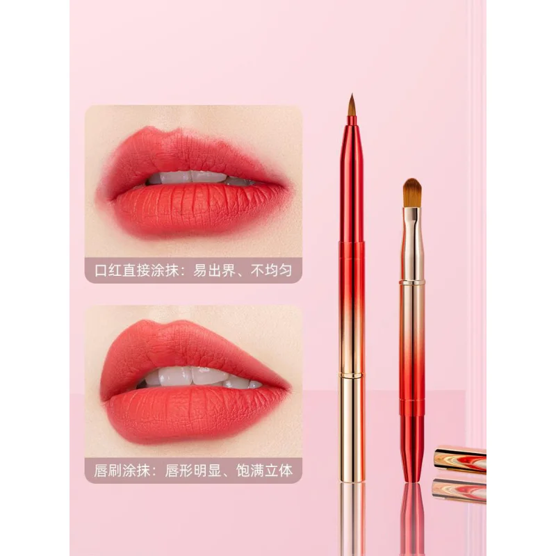 

Retractable Lip Brush Double Head with Lid Soft Hair Lipstick Concealer Brush for Girls Portable Concealer Brush Lip Line Beauty