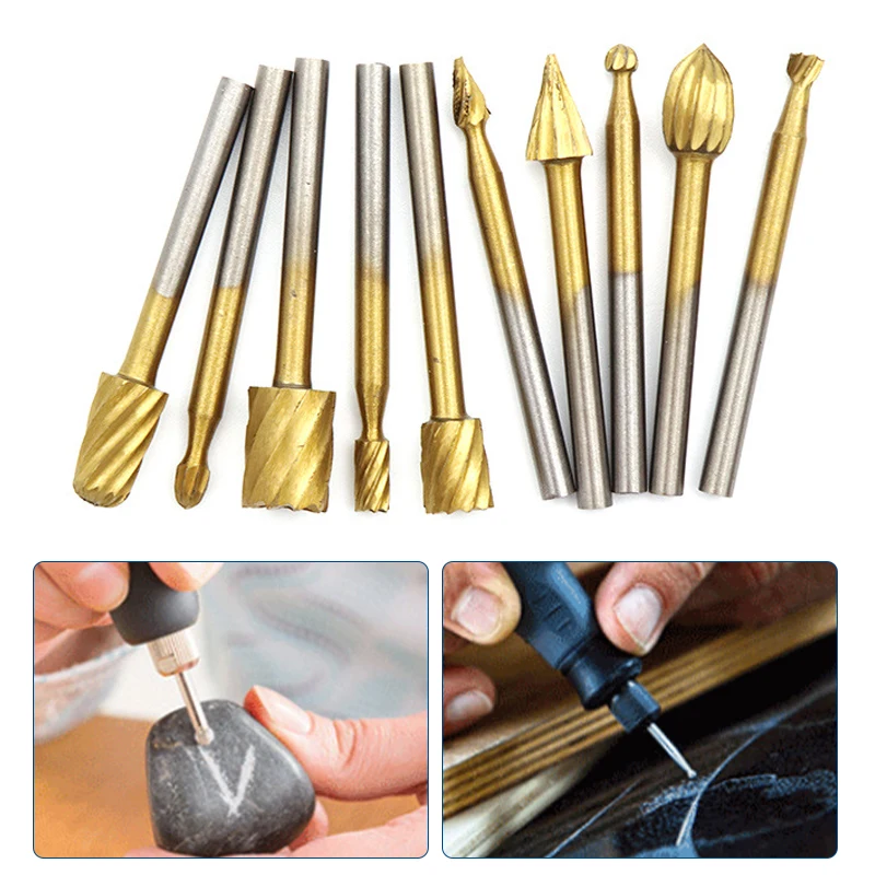 

6/10pcs HSS Routing Router Drill Bits Set for Remove Carbide Rotary Burrs Tools Wood Stone Metal Root Carving Milling Cutter