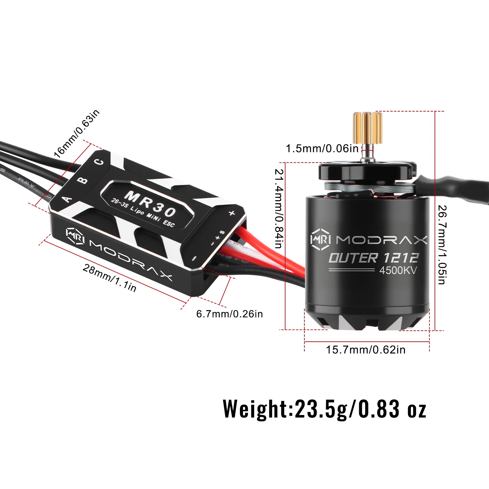 Фото Бесщеточный мотор ModRax 1212 4500KV Outrunner и комбо-набор ESC 25A с шестерней 11T для модернизации краулера Axial 1/30 SCX30 №4