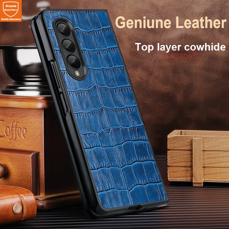 

Geniune Leather Phone Case For Samsung Galaxy Z Fold 3 5G Crocodile Bumper Cover For Samsung Galaxy Z Fold 3 Fold3 Case Coque