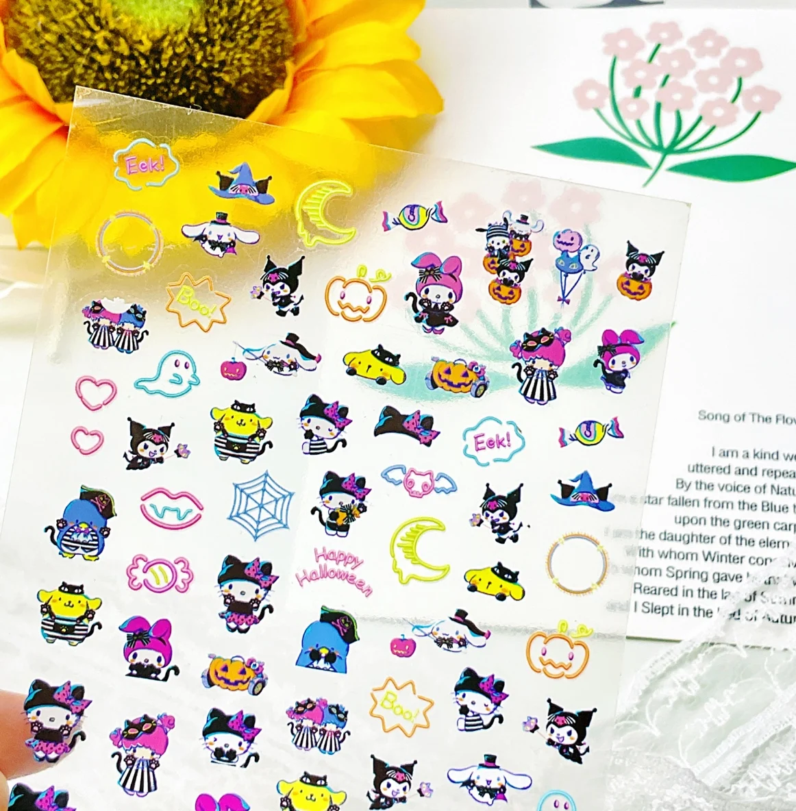 1 лист милых привидений ногтей Хэллоуин мультфильм Милая куломи большая ухая