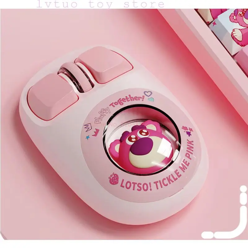 Disney Ms08 Беспроводная Bluetooth-мышь Милая девушка Клубничный медведь Розовый