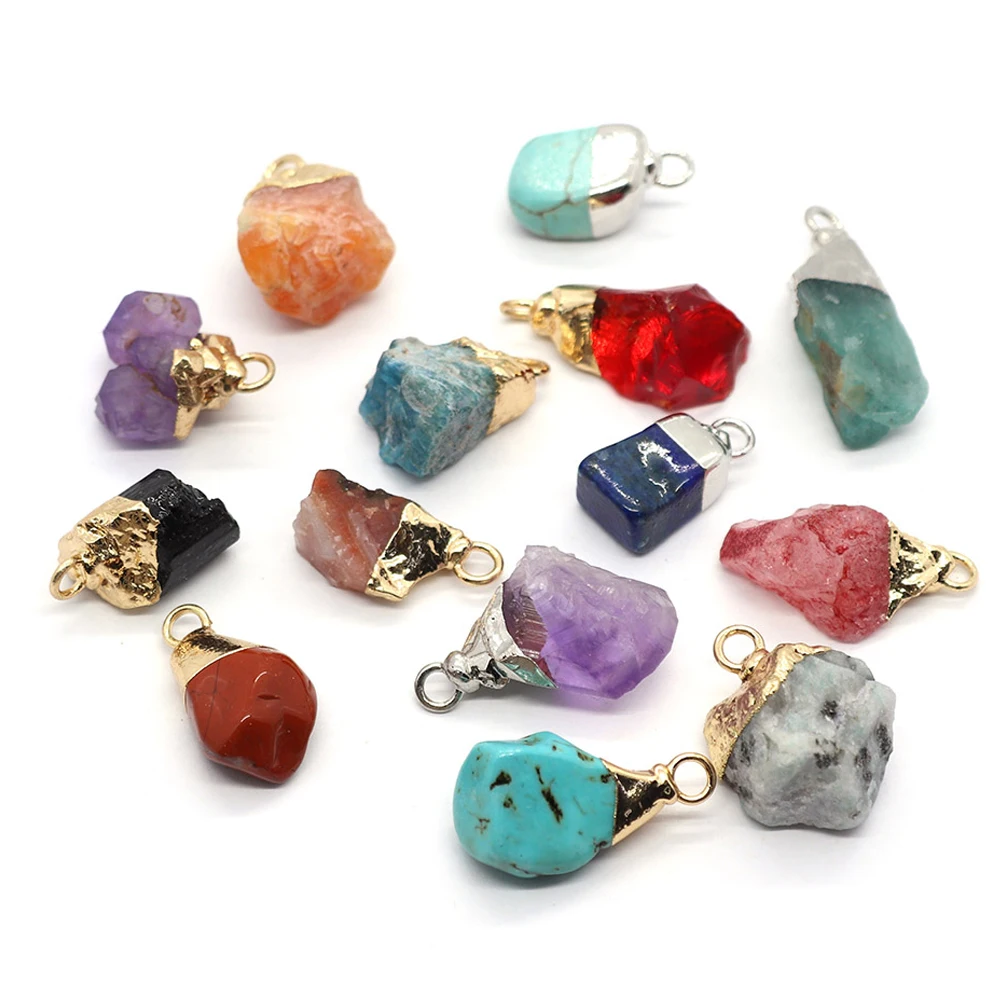 

Lapis Lazuli Necklace Pendant Natural Stone Turquoise Crystal Green Aventurine Charms Making Bracelet Earrings Irregular Jewelry
