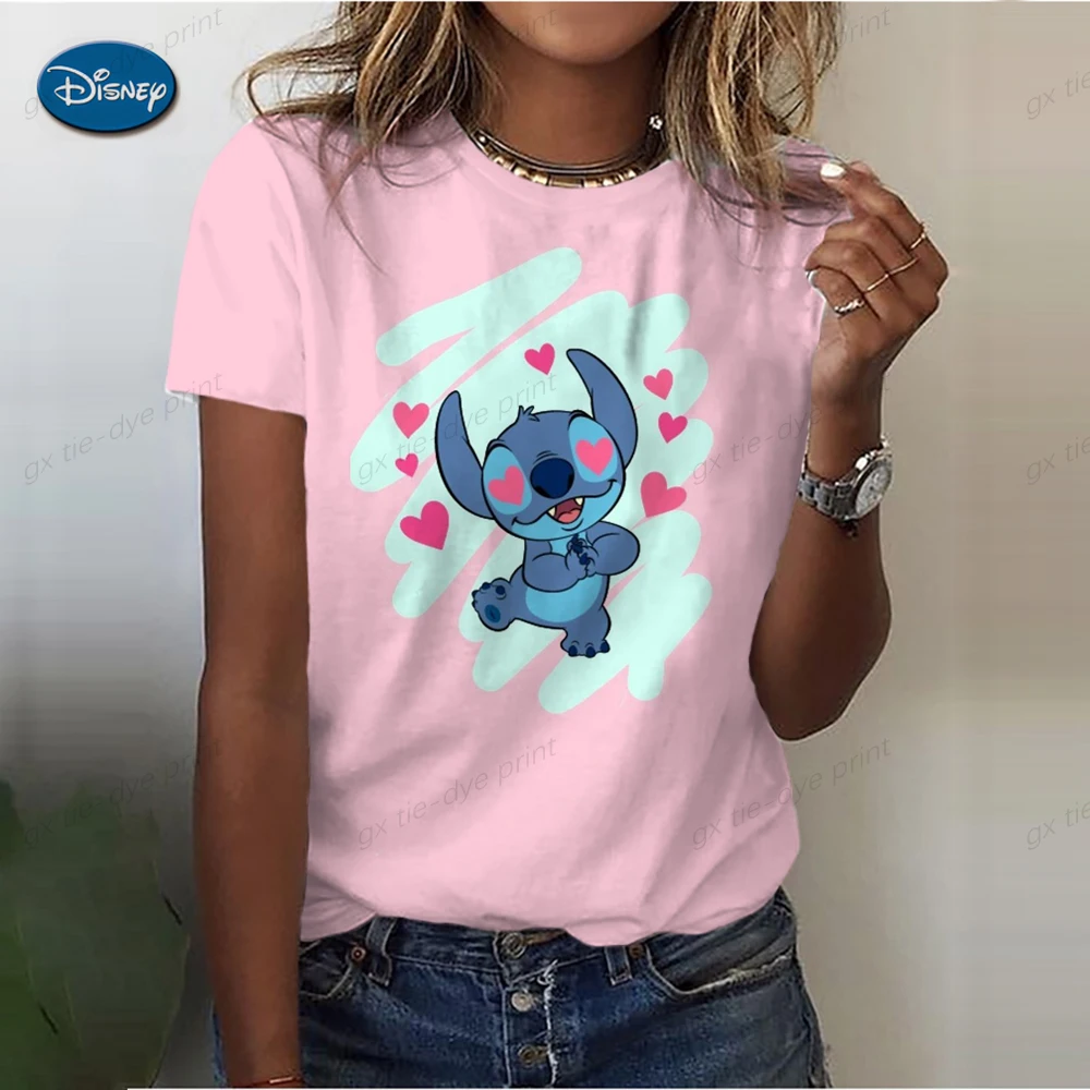 

Футболка женская летняя с коротким рукавом и принтом «Ститч»