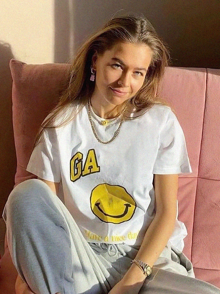 

Smiley Letter Print Tee Shirt Women Summer Short Sleeve Round Neck Cotton T-shirts Top Femme Simple Casual Tshirts Lady Pullover