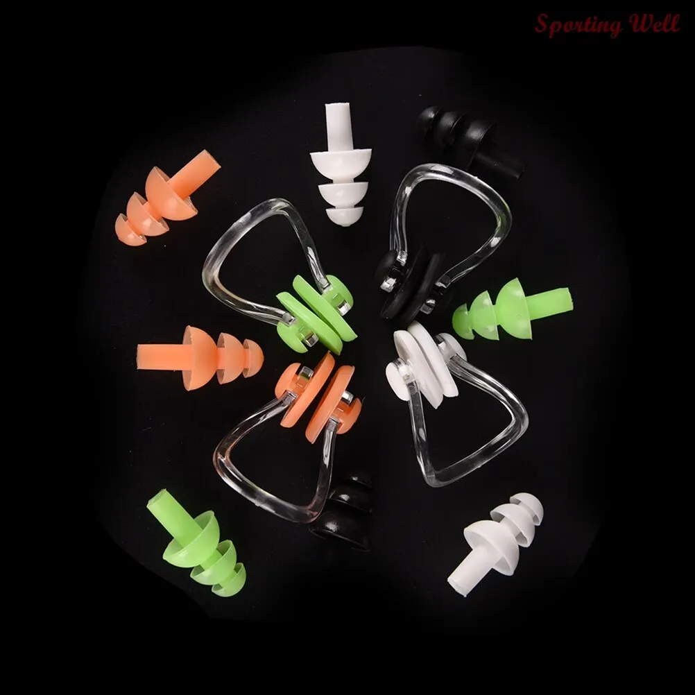 

1Set Soft Silicone Swimming Earplug Nose Clip Watertight Set Kit Sports Fitness Swimming Pool Accessories Nasal Splint Ear Plugs