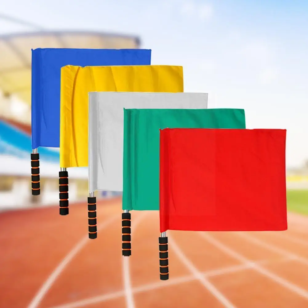 

1pc Referee Flag Track Field Competition Signal Flag Command Flag Equipment Referee Flag Soccer Referee Indicator Steel Fla Y2f1