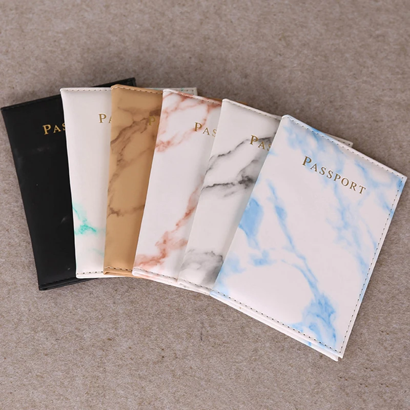 

Fashion Unisex Passport Cover Pu Leather Marble Style Travel ID Credit Card Passport Holder Packet Wallet Purse Bags Pouch